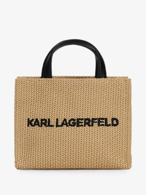 Karl Lagerfeld logo small square woven beach bag