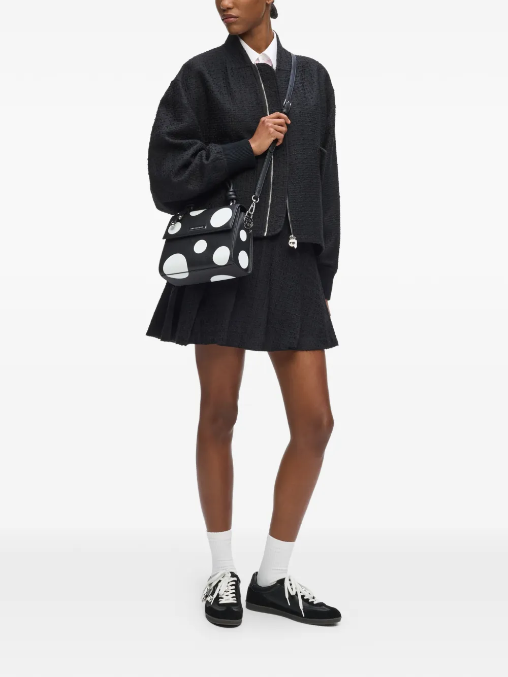 Karl Lagerfeld Ikon bewerkte crossbodytas met stippen Zwart