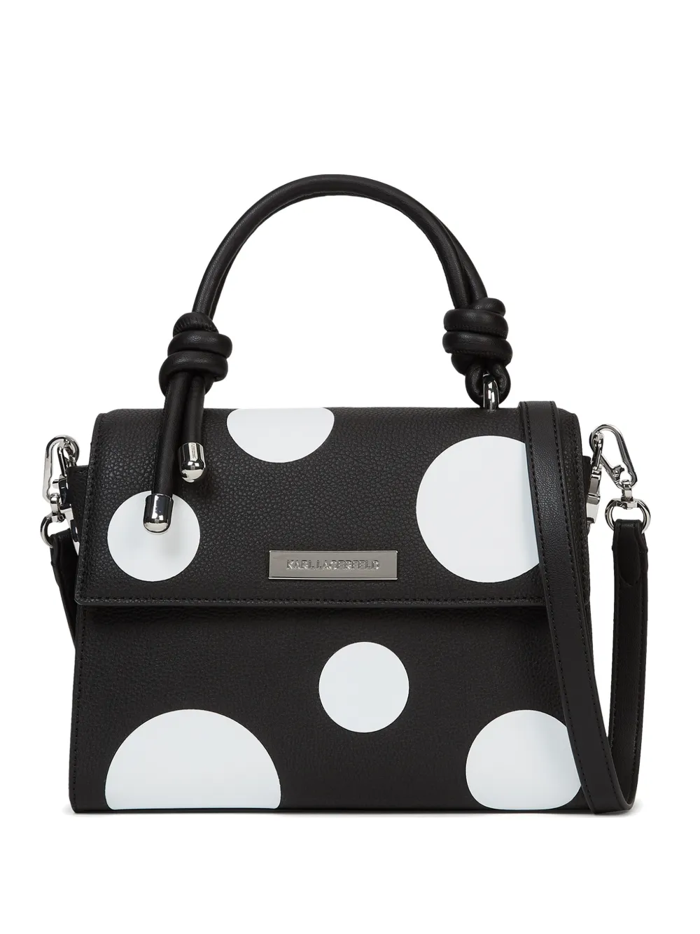 Karl Lagerfeld Ikon polka-dot pebble-grain crossbody bag - Nero