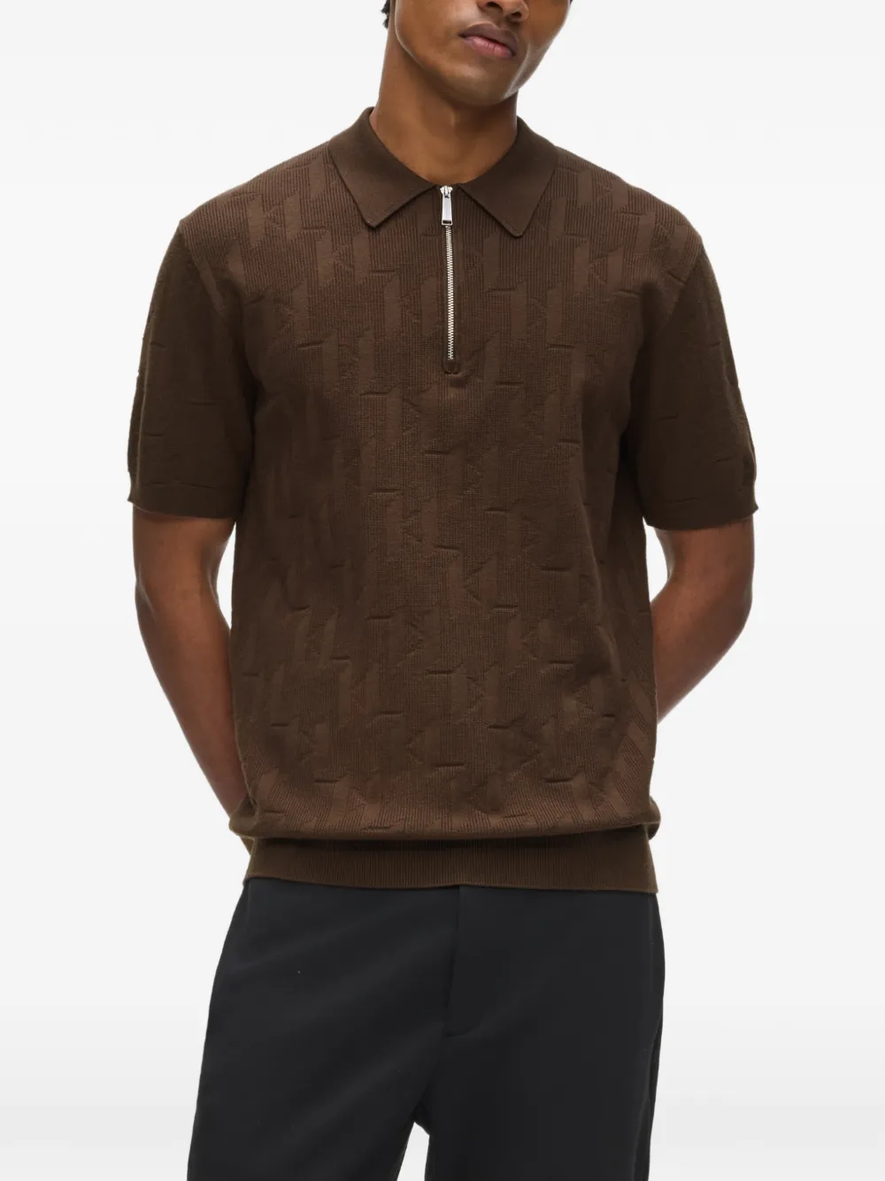Karl Lagerfeld Poloshirt met monogram Bruin