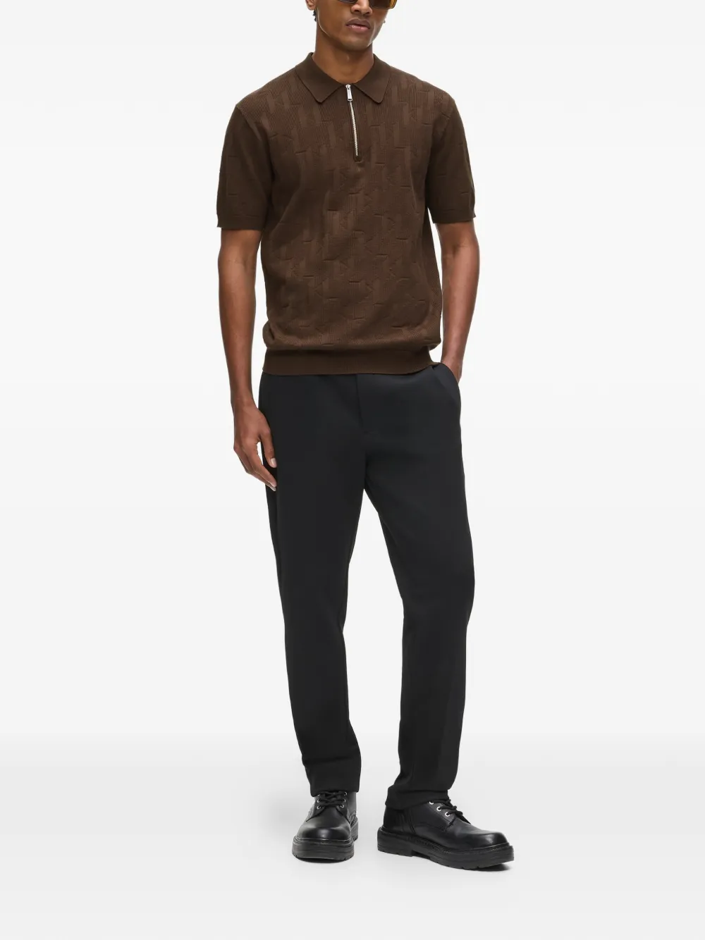 Karl Lagerfeld Poloshirt met monogram Bruin