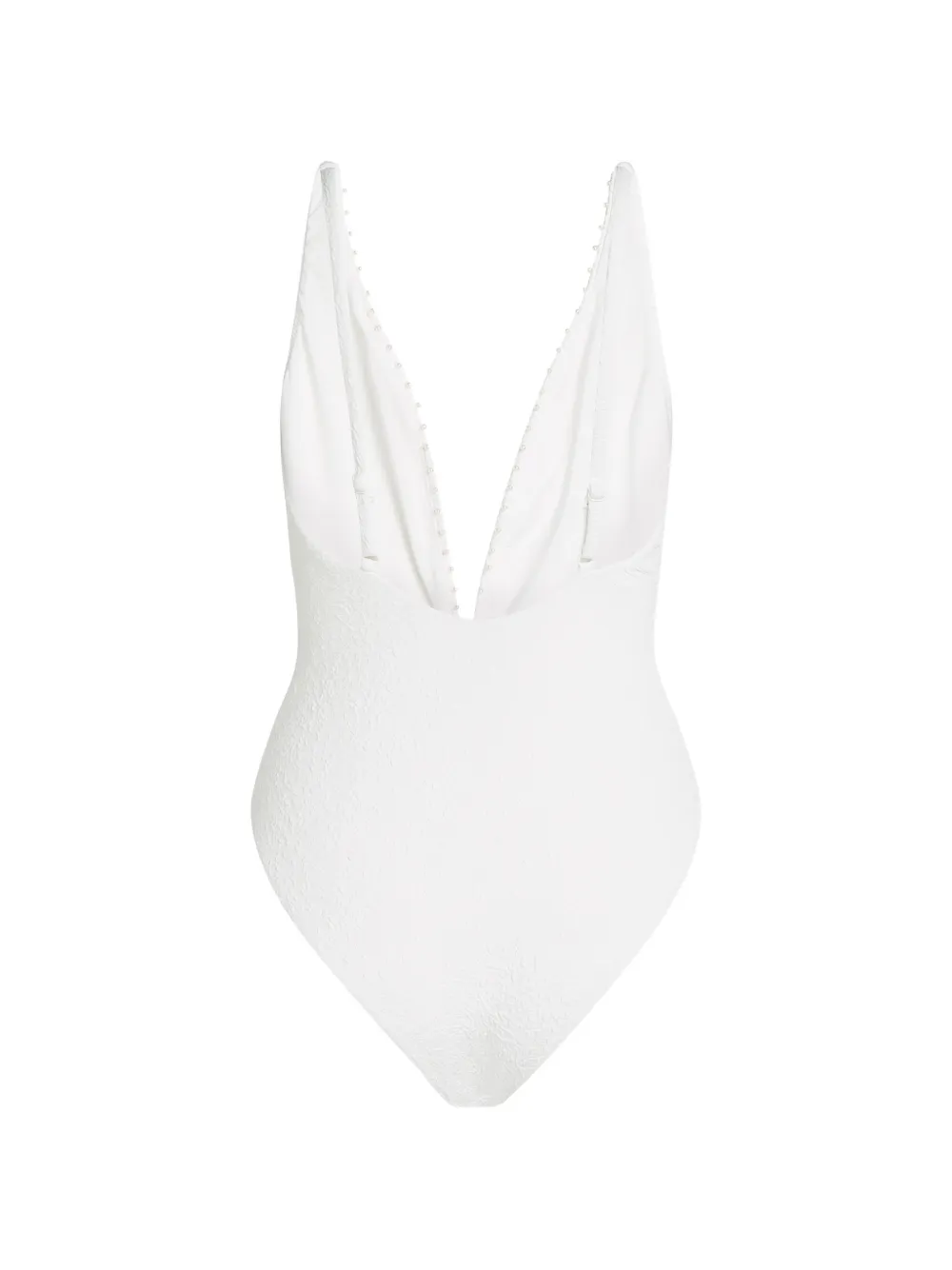 Karl Lagerfeld Badpak met imitatieparel en textuur Wit