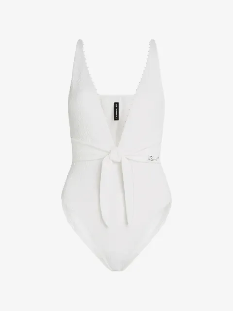 Karl Lagerfeld traje de baño texturizado con perlas artificiales