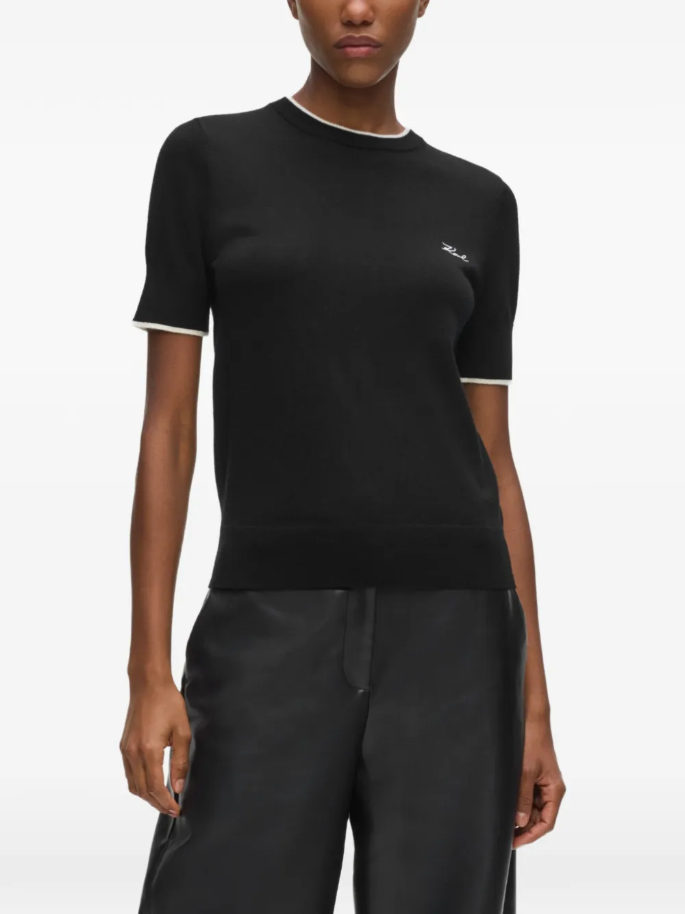 Karl Lagerfeld T-shirt van merinowol Zwart