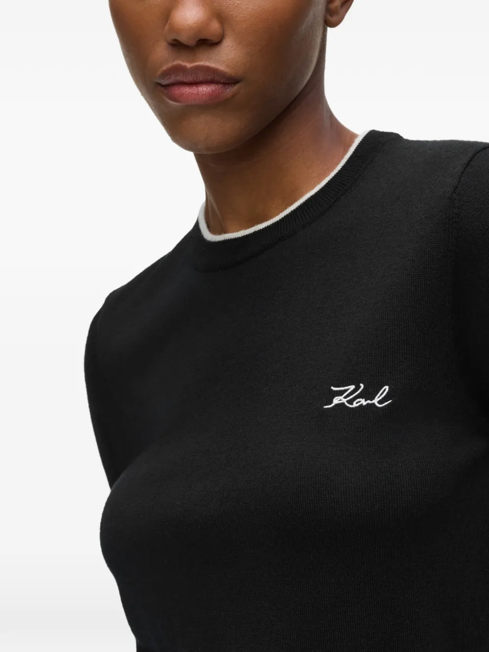 Karl Lagerfeld T-shirt van merinowol Zwart