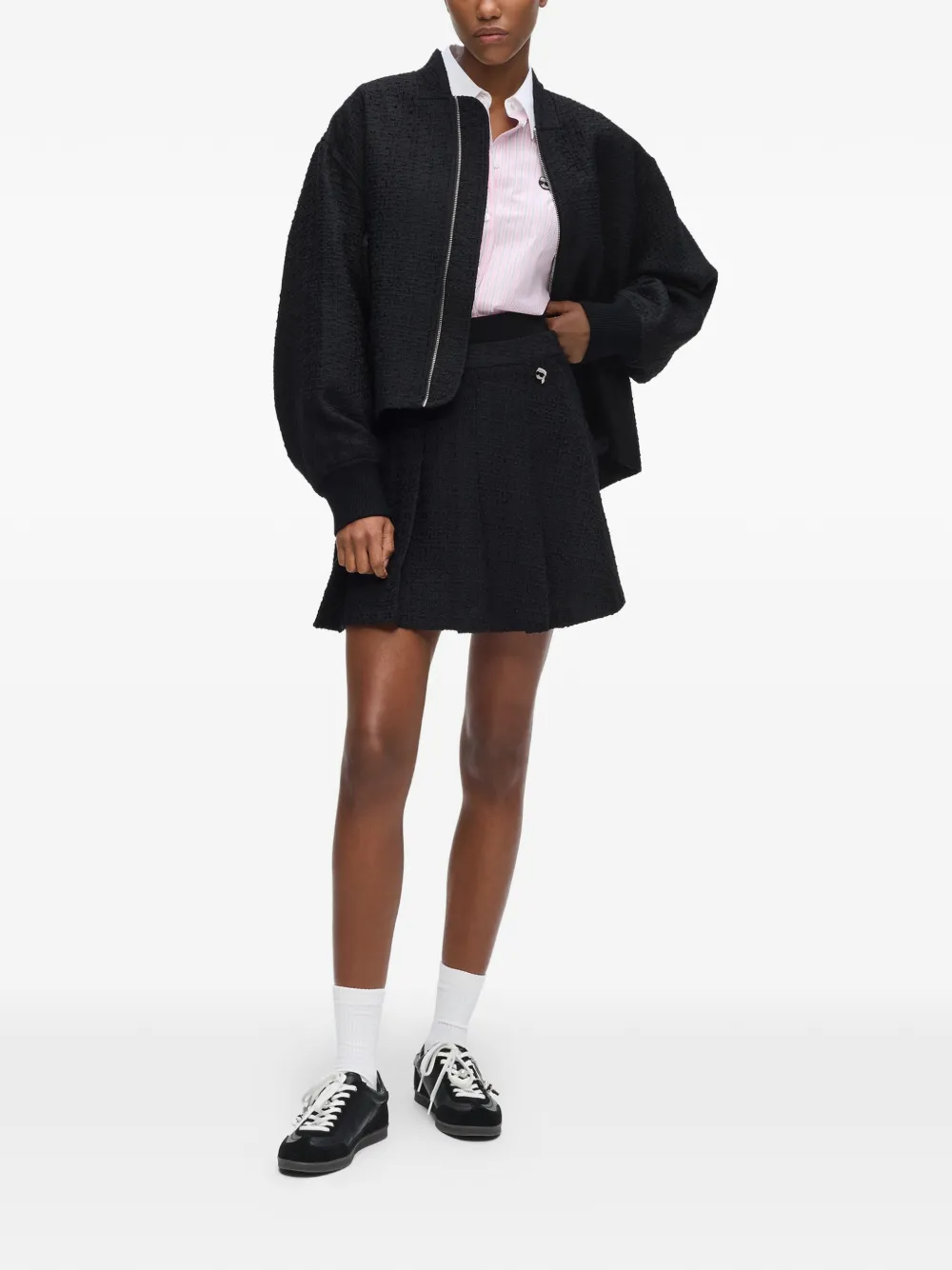 Karl Lagerfeld Ikon bouclé plooirok Zwart