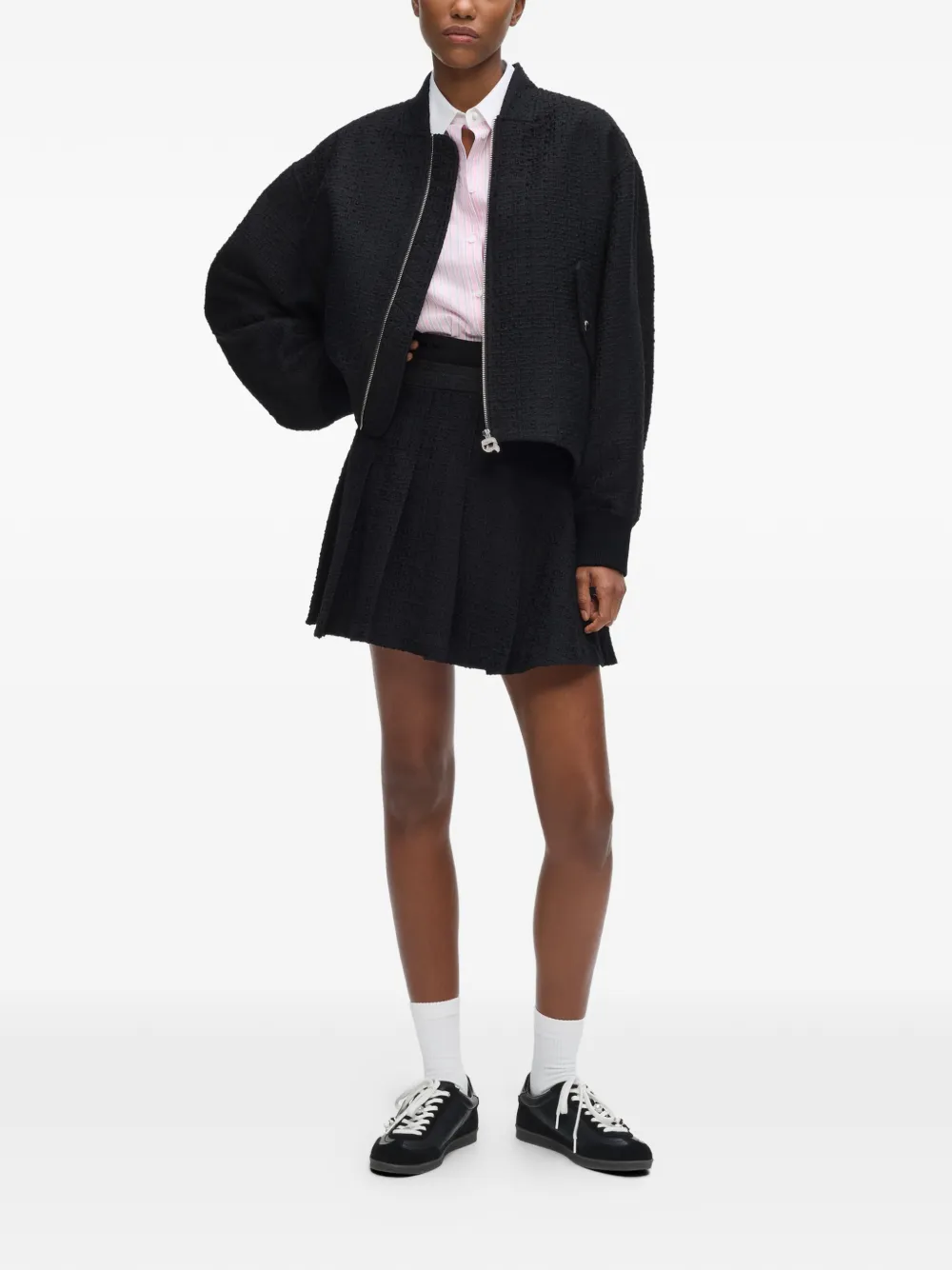 Karl Lagerfeld Ikon bouclé plooirok Zwart