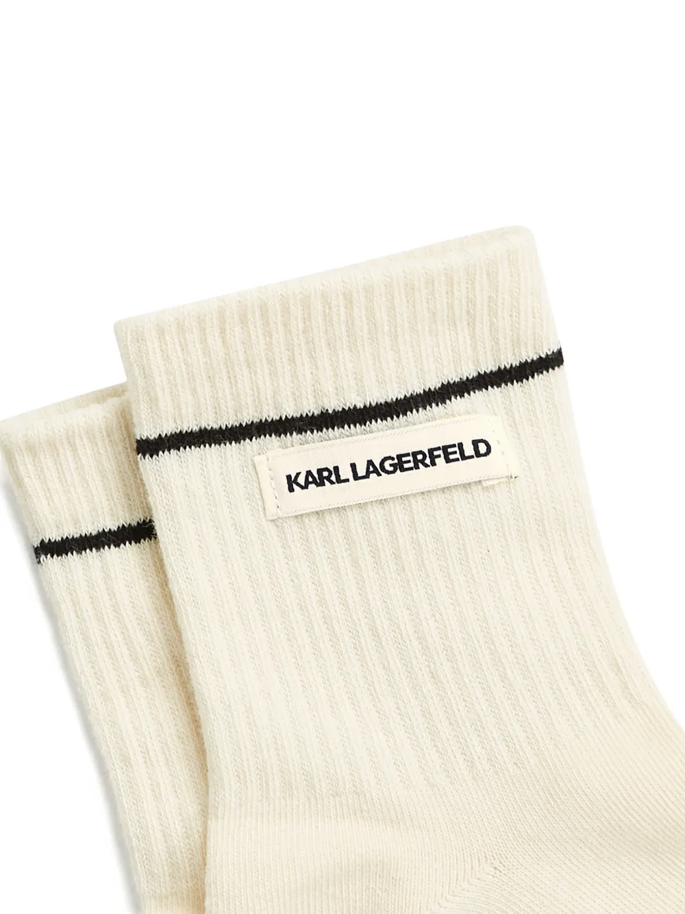 Karl Lagerfeld Twee geribbelde sokken met logopatch Beige
