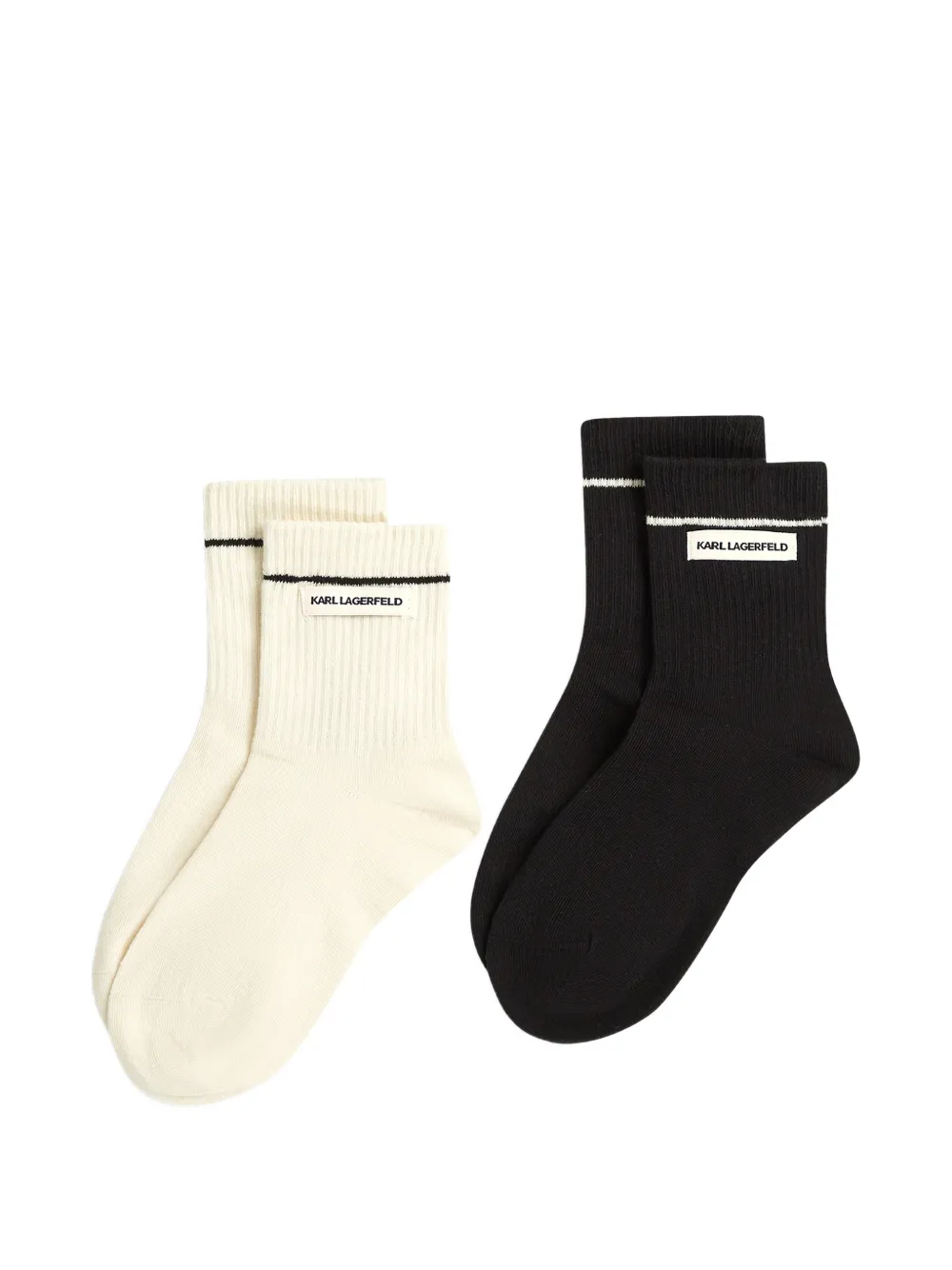 Karl Lagerfeld ribbed logo-patch socks (set of two) - Toni neutri
