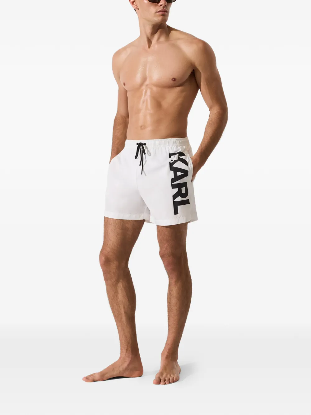 Karl Lagerfeld Zwembroek met logoprint Wit