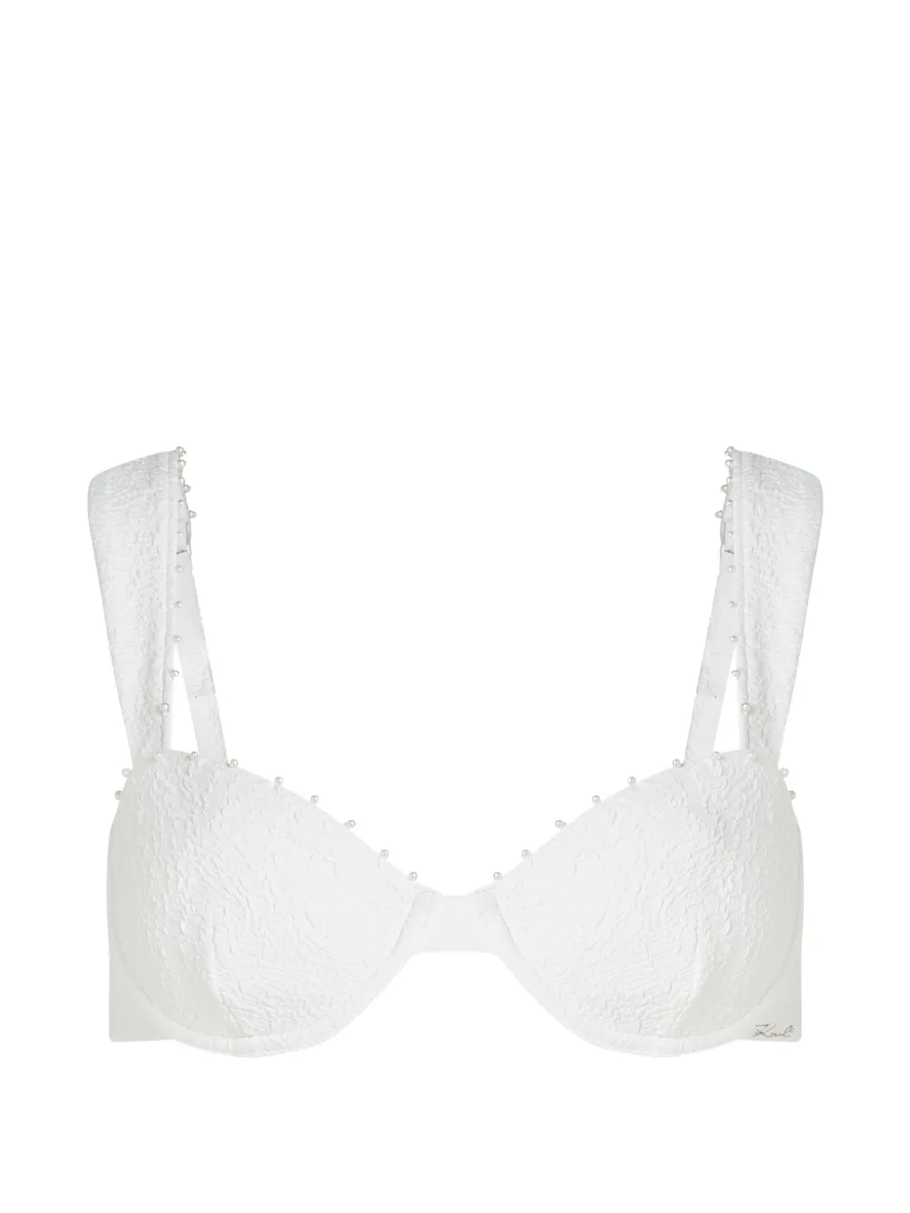 Karl Lagerfeld pearl-embellished underwired bikini top - Bianco