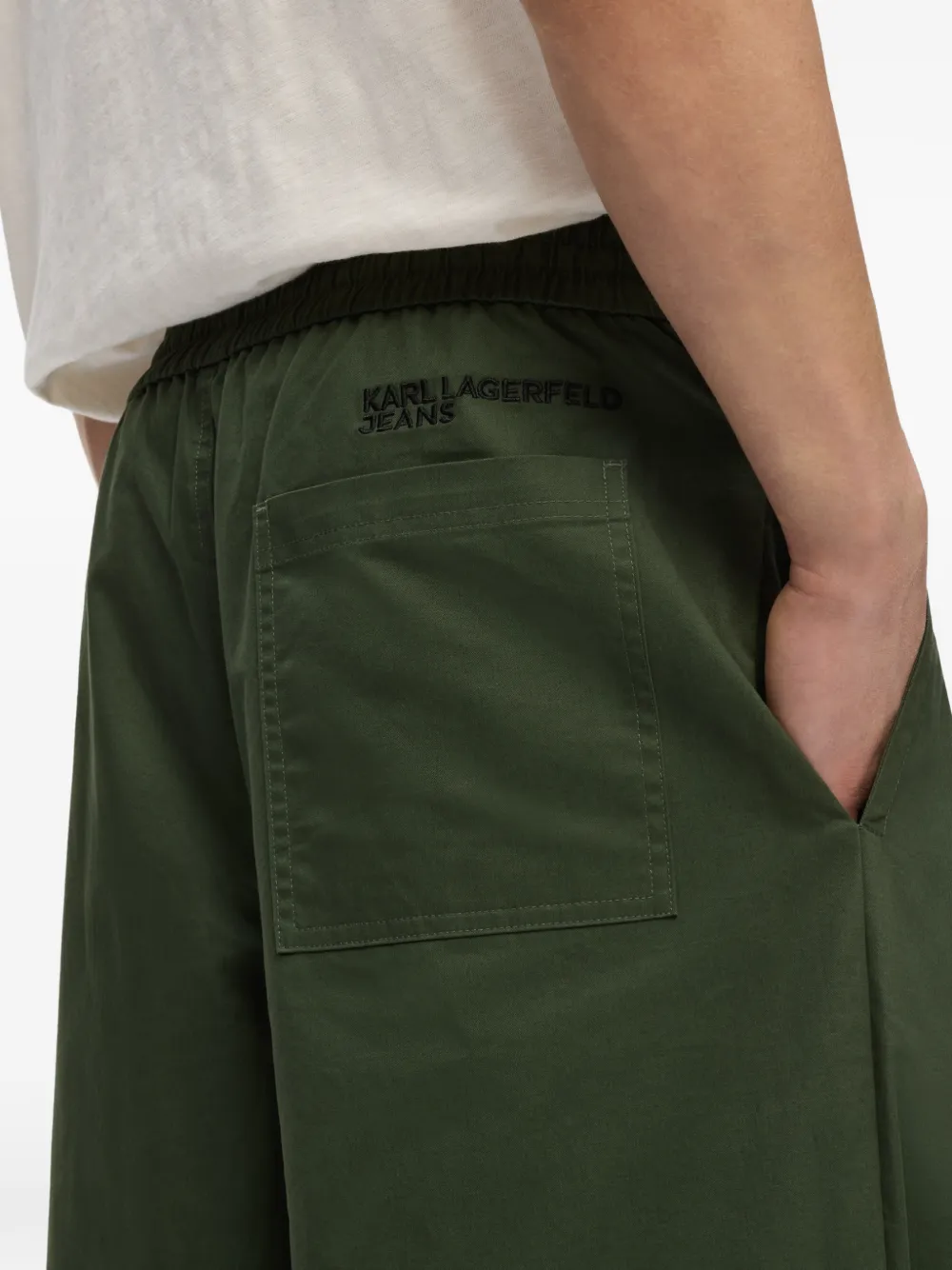 Karl Lagerfeld Jeans Broek met geborduurd logo en trekkoord Groen