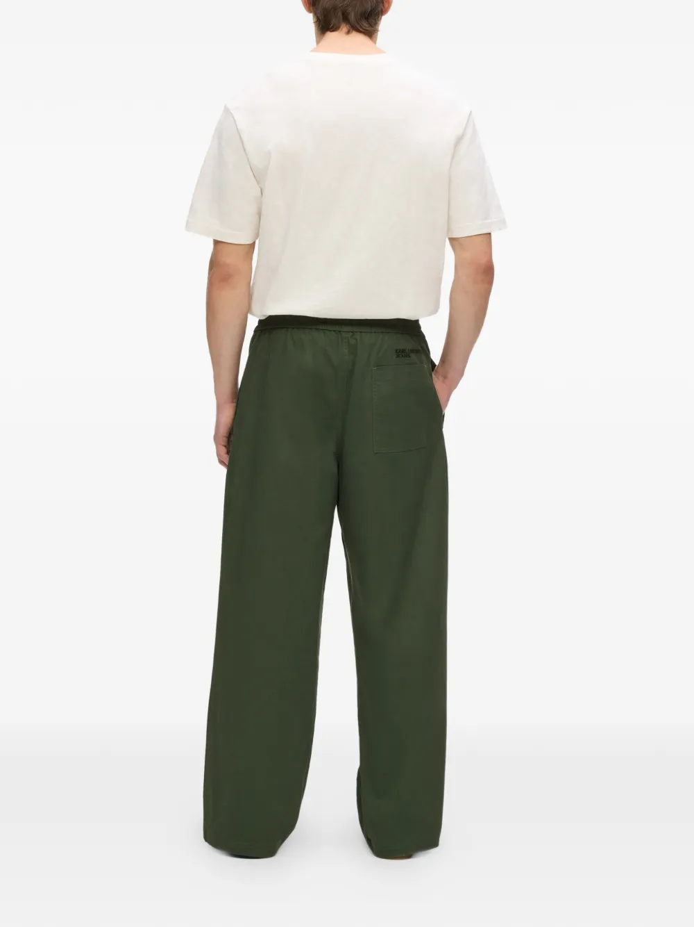 Karl Lagerfeld Jeans Broek met geborduurd logo en trekkoord Groen