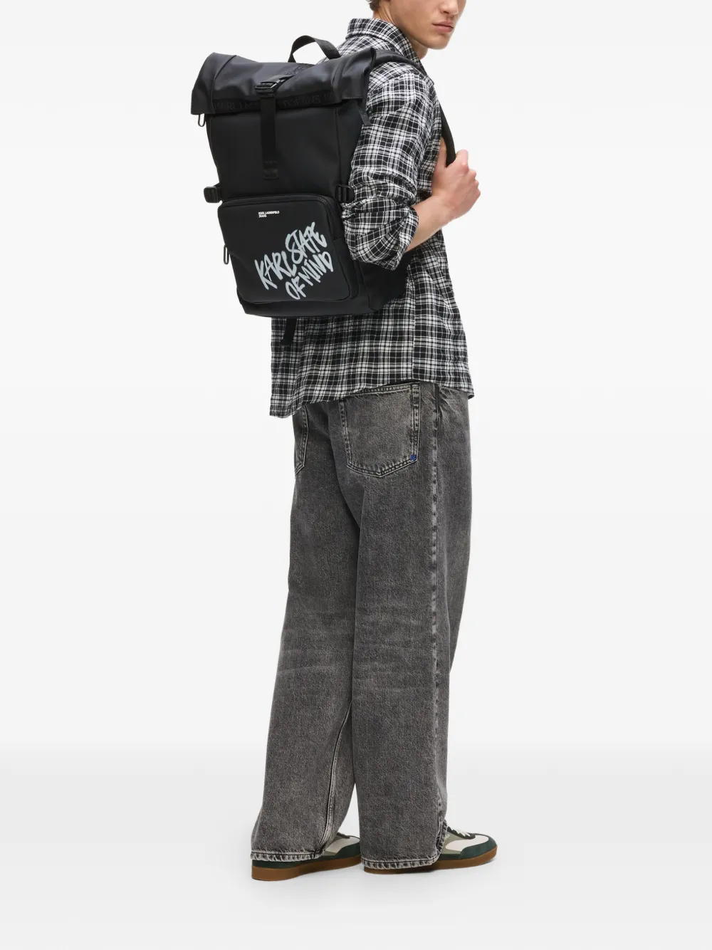 Karl Lagerfeld Jeans Rugzak met tekst en gespsluiting Zwart