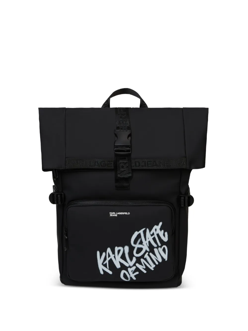 Karl Lagerfeld Jeans slogan-print buckled backpack - Nero