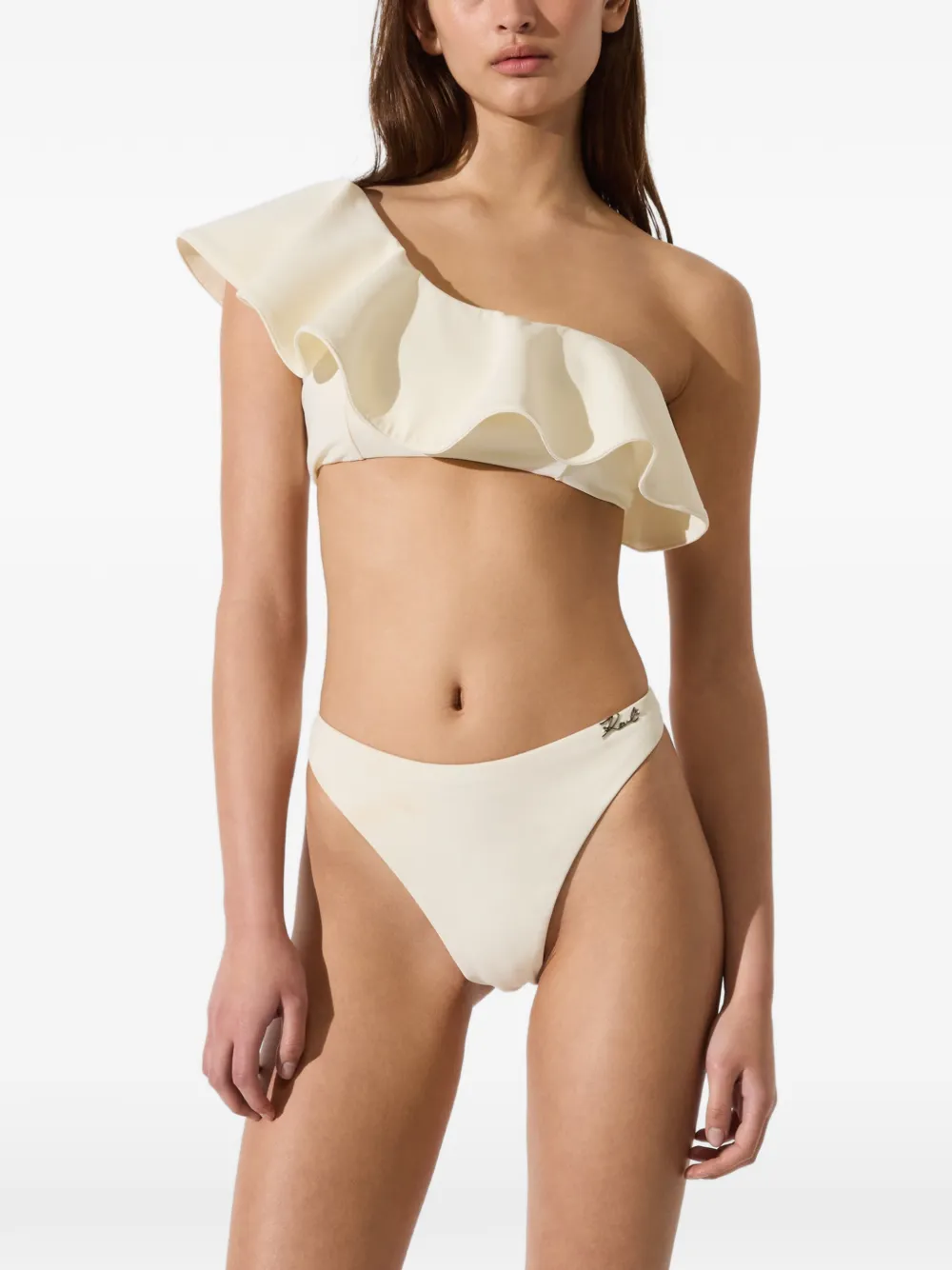 Karl Lagerfeld Signature high waist bikinislip Wit