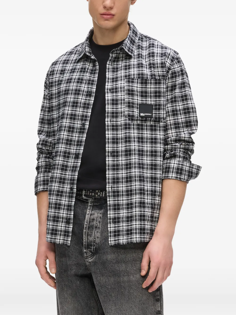Karl Lagerfeld Jeans Geruit overhemd Zwart