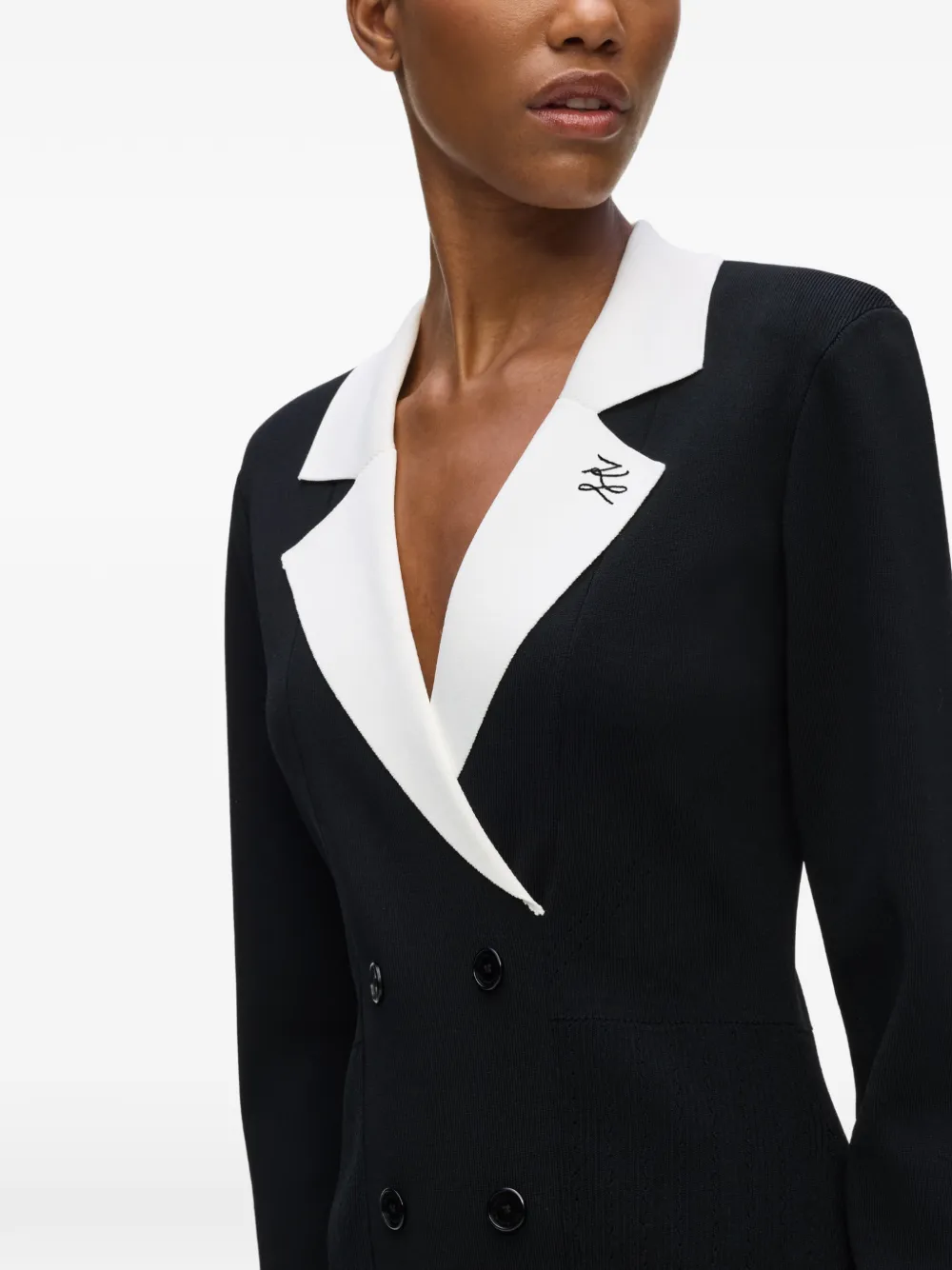 Karl Lagerfeld Mini-jurk met dubbele rij knopen Zwart