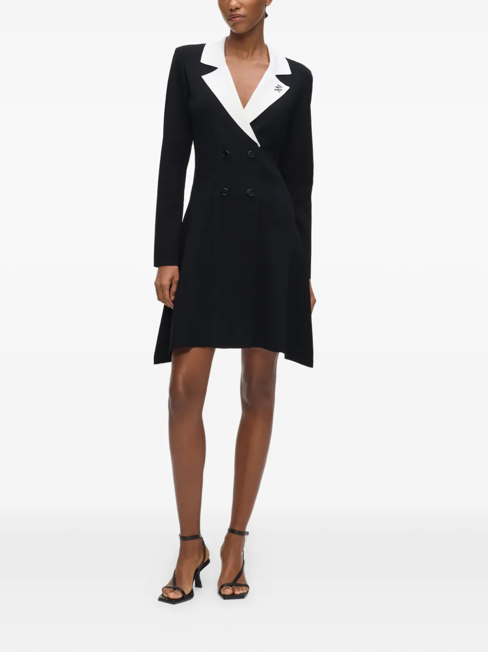 Karl Lagerfeld Mini-jurk met dubbele rij knopen Zwart