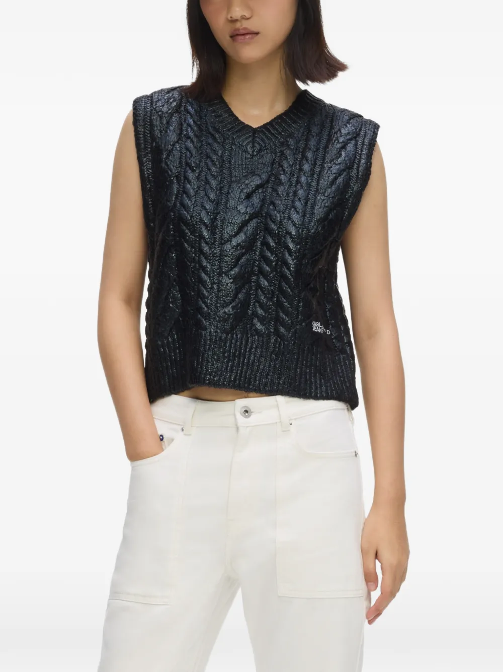 Karl Lagerfeld Jeans Kabelgebreide trui Zwart