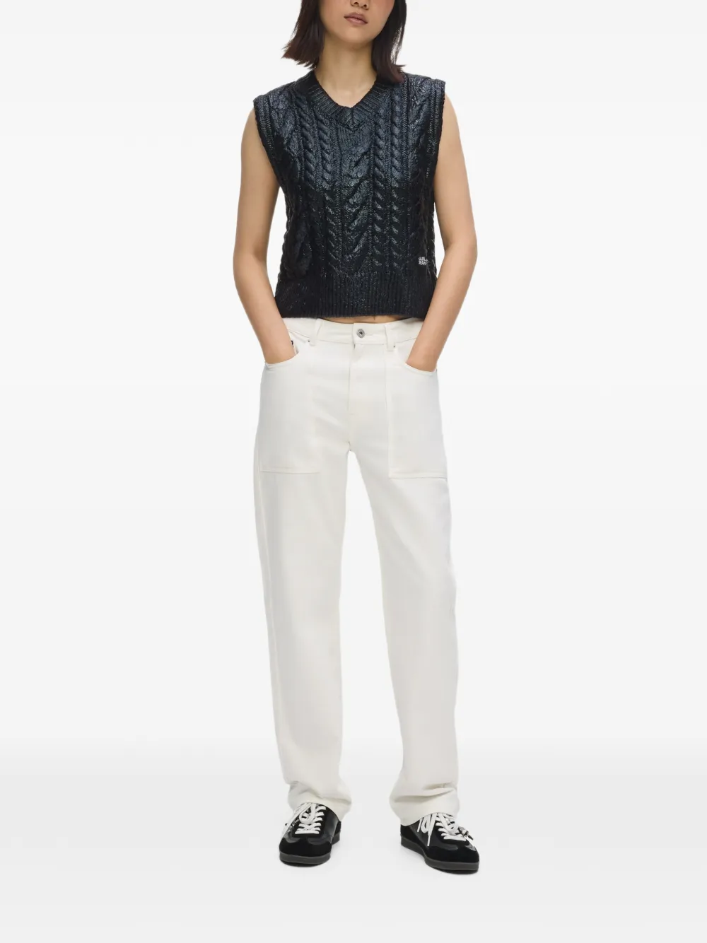 Karl Lagerfeld Jeans Kabelgebreide trui Zwart