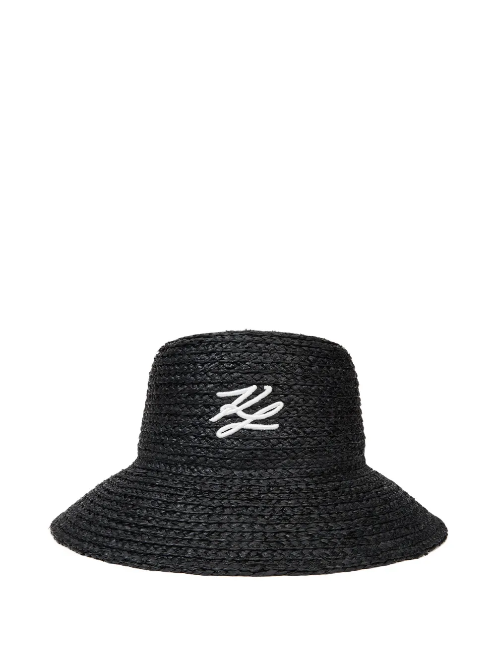 Karl Lagerfeld K/Autograph raffia bucket hat - Schwarz