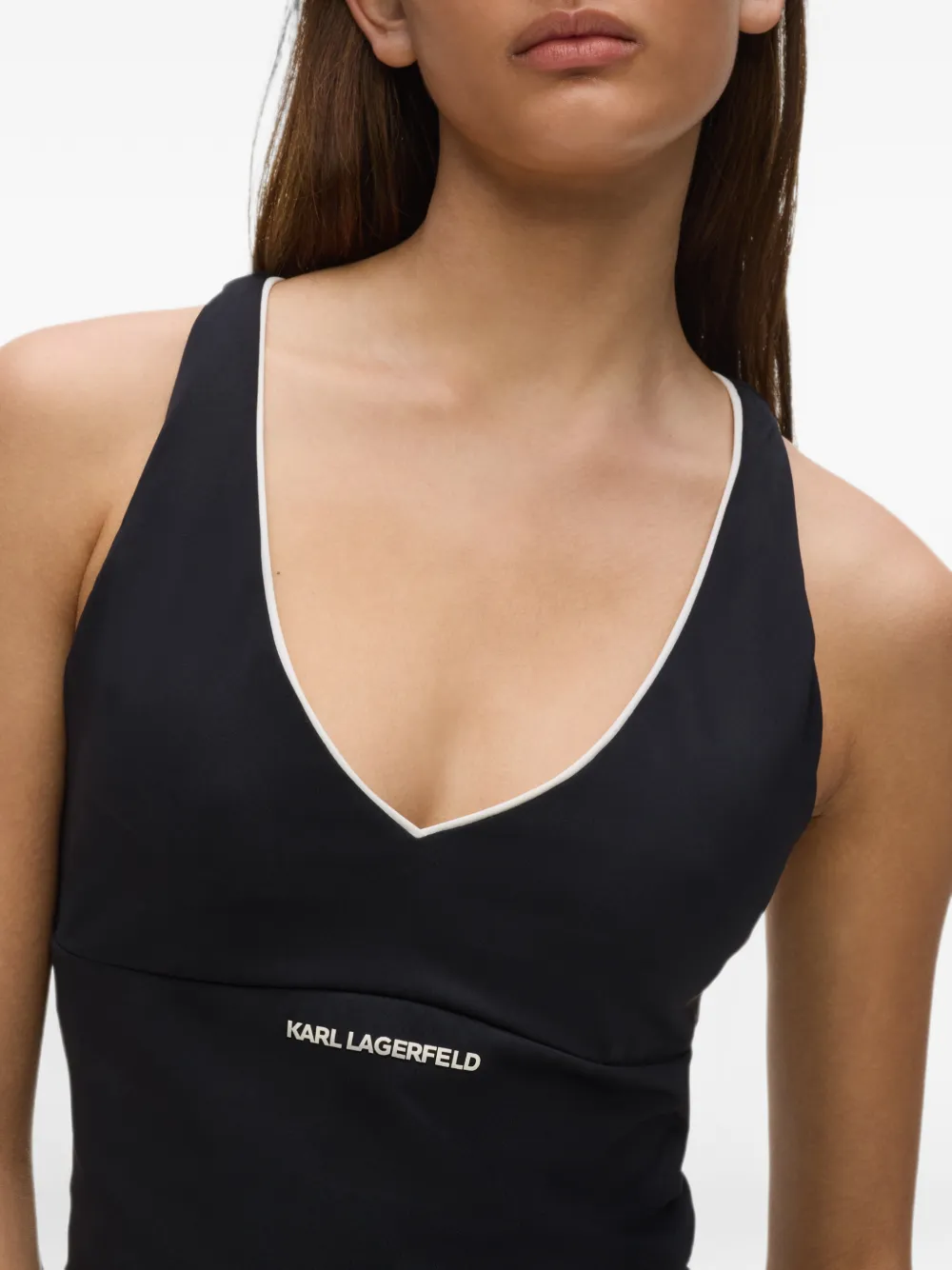 Karl Lagerfeld contrast-piping athleisure tank top Zwart