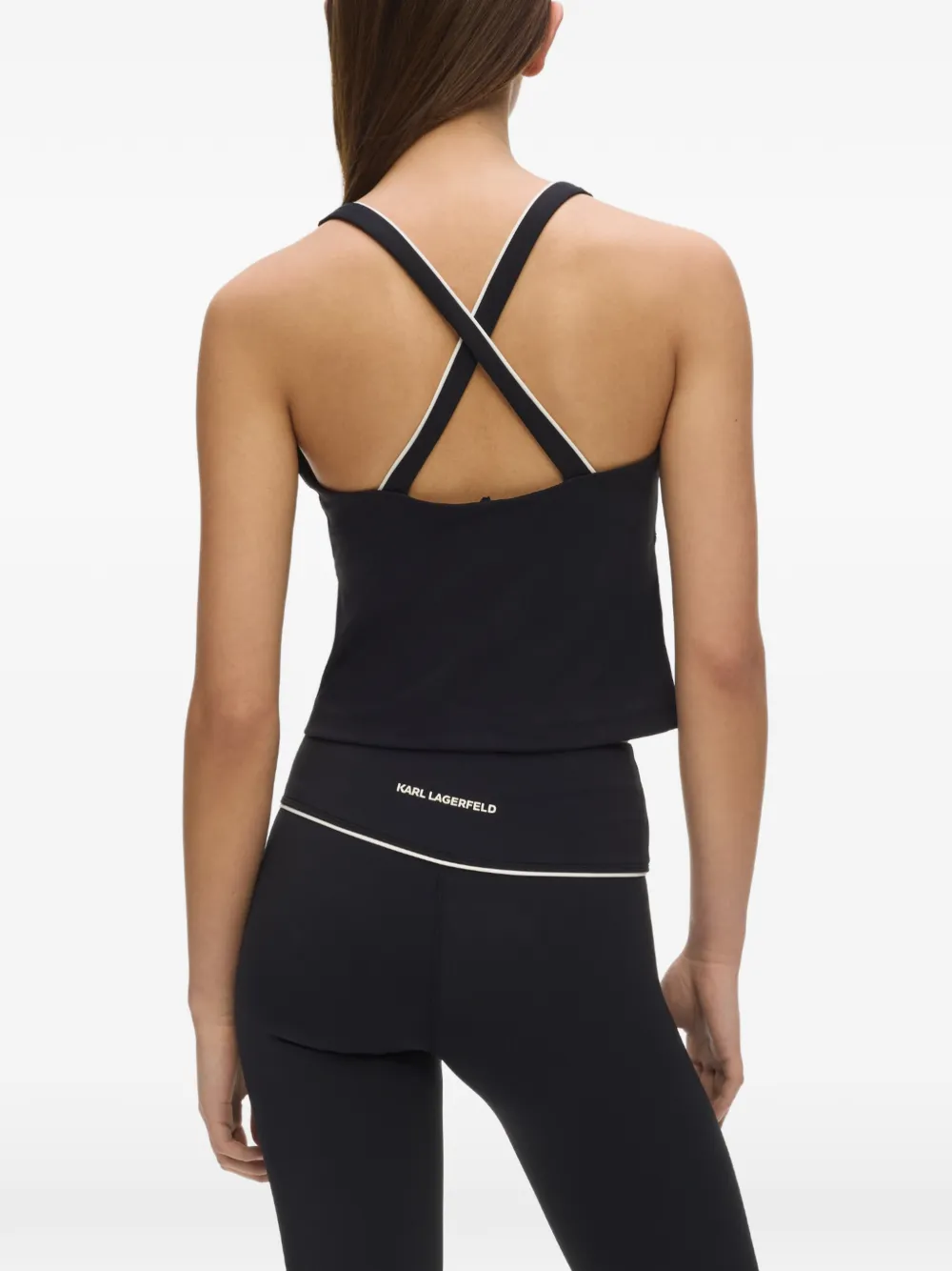 Karl Lagerfeld contrast-piping athleisure tank top Zwart