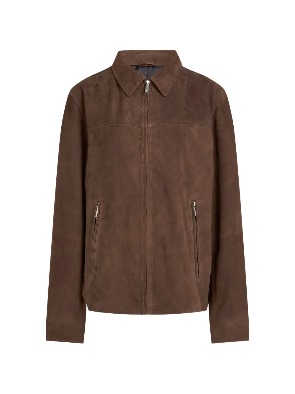 Karl Lagerfeld Giacca in pelle scamosciata con zip - Marrone