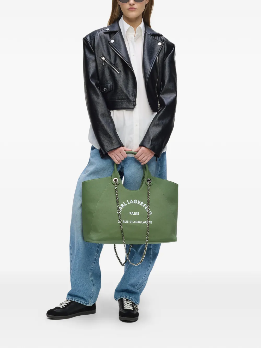 Karl Lagerfeld Medium Rue St-Guillaume shopper met ketting Groen