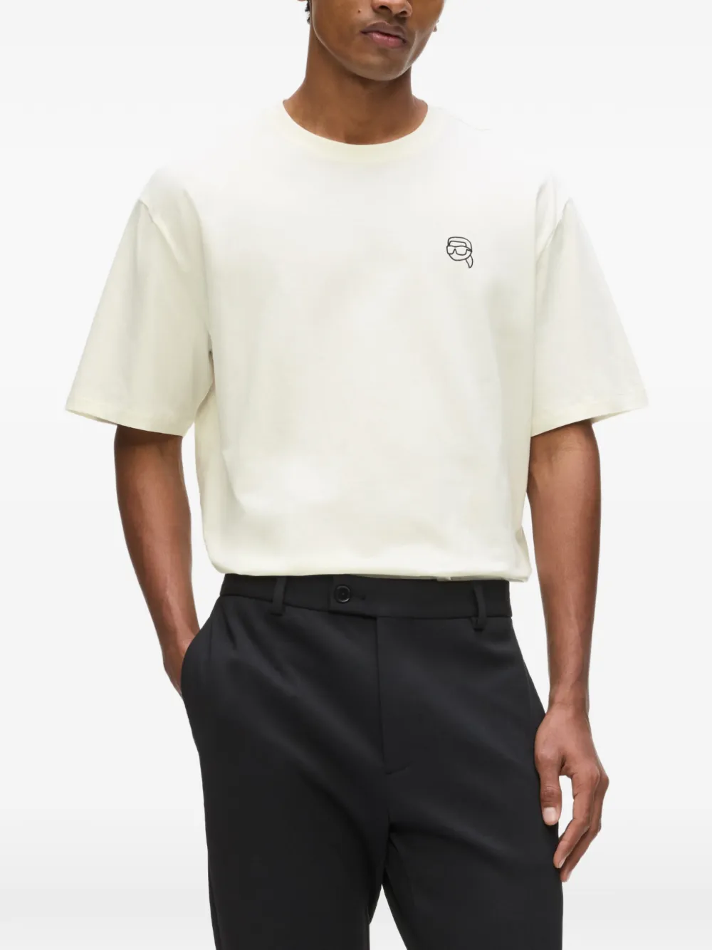 Karl Lagerfeld T-shirt met geborduurd logo Beige