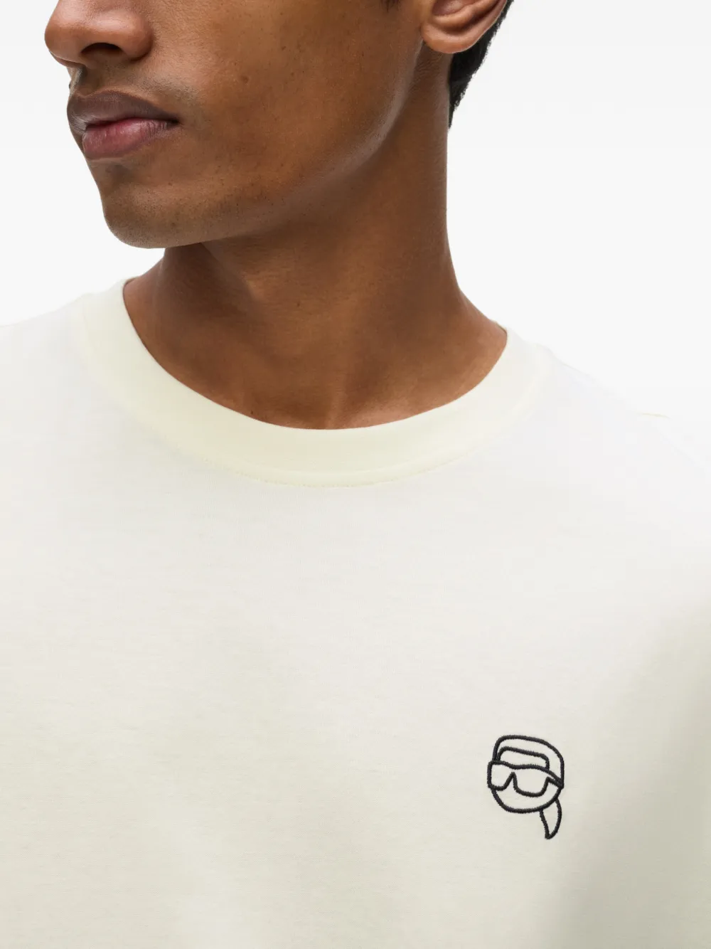 Karl Lagerfeld T-shirt met geborduurd logo Beige