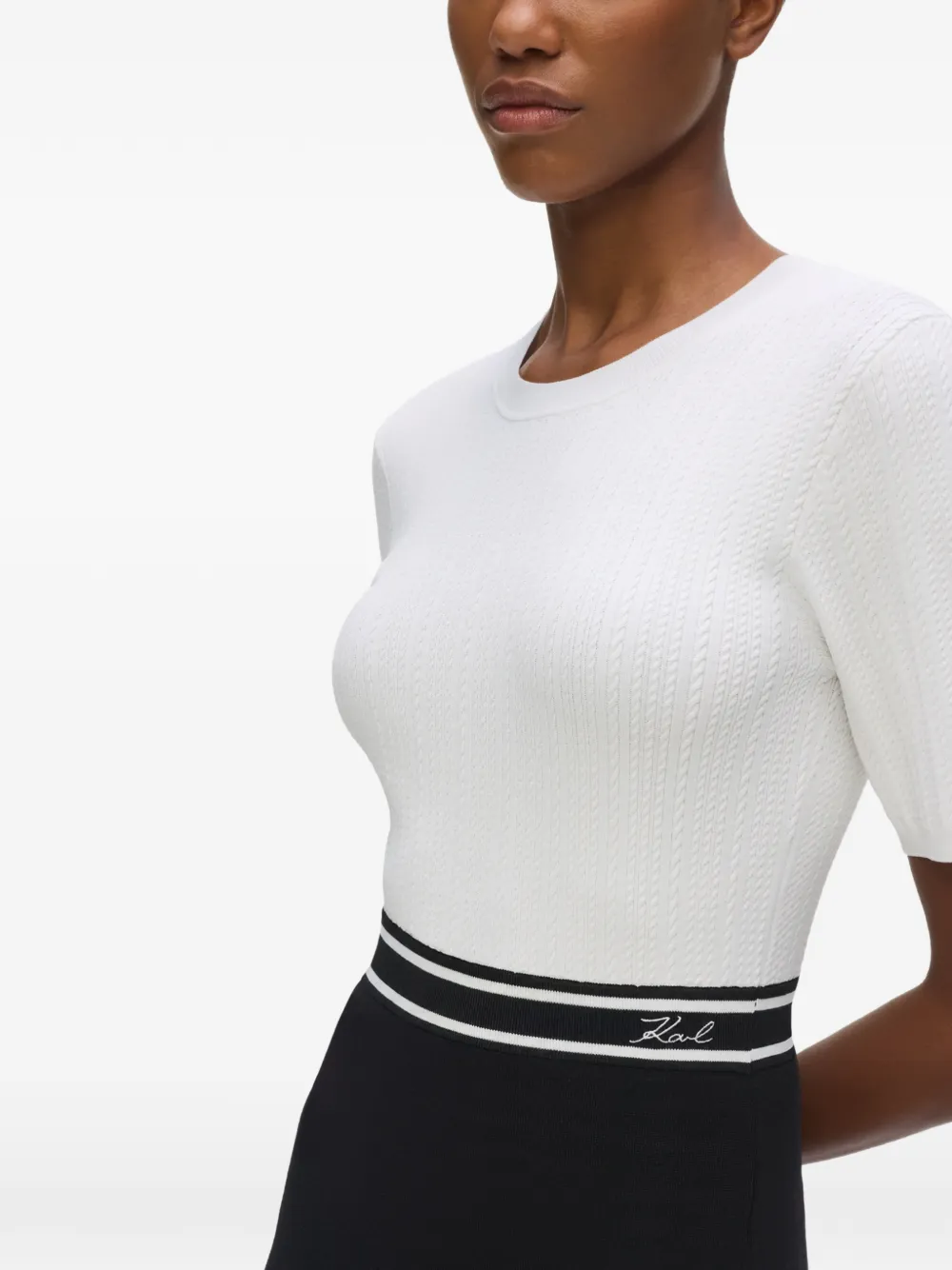 Karl Lagerfeld Kabelgebreide mini-jurk met A-lijn Zwart