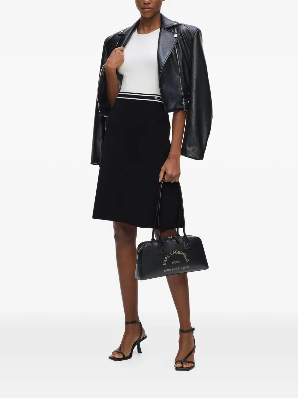 Karl Lagerfeld Kabelgebreide mini-jurk met A-lijn Zwart