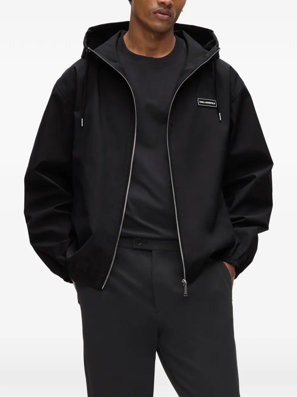 Karl Lagerfeld Jack met capuchon en logopatch Zwart