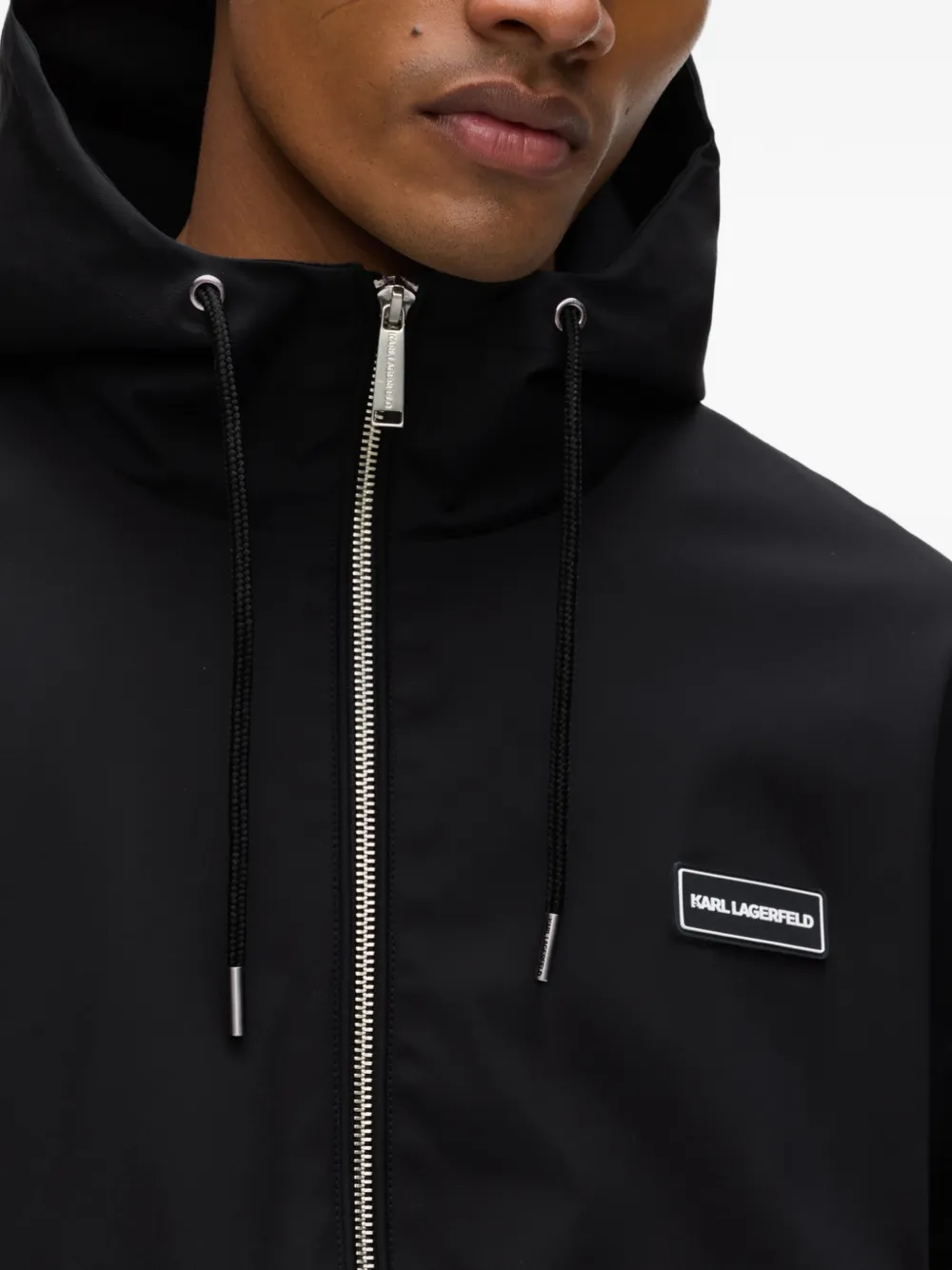 Karl Lagerfeld Jack met capuchon en logopatch Zwart