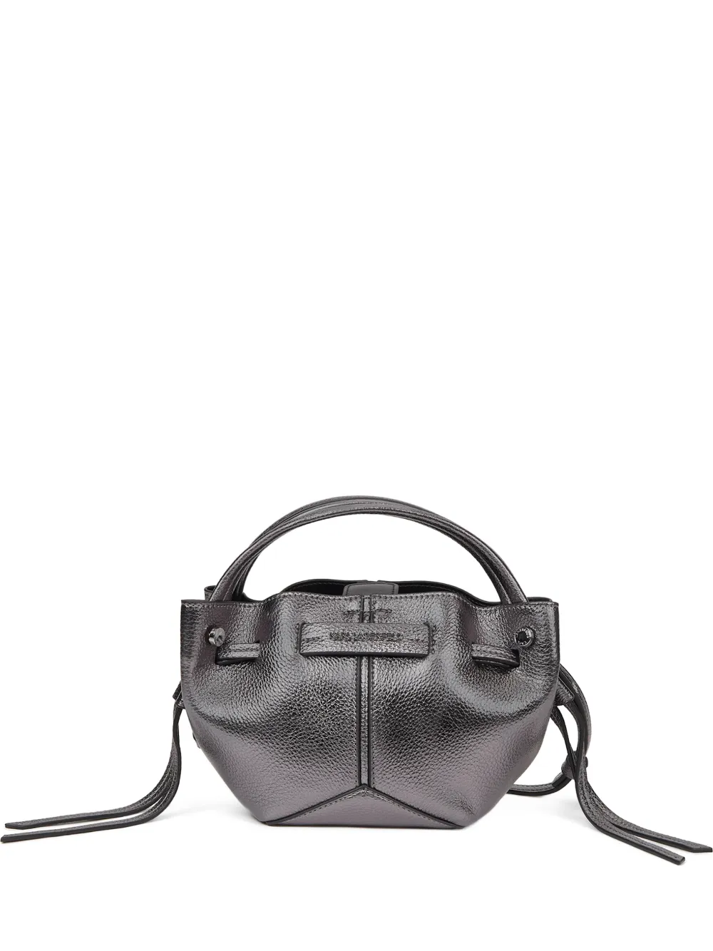 Karl Lagerfeld K/Pierced metallic bucket bag - Argento