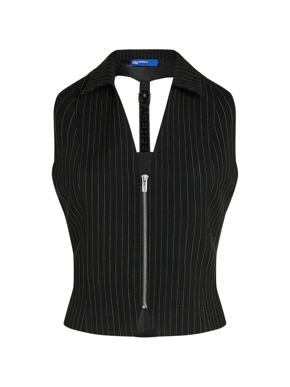 Karl Lagerfeld Jeans pinstripe zip-up waistcoat - Nero