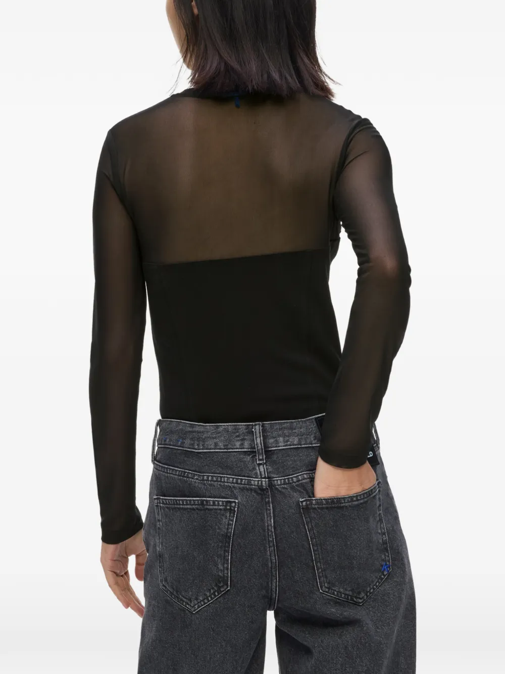 Karl Lagerfeld Jeans Top met mesh vlakken en haak Zwart