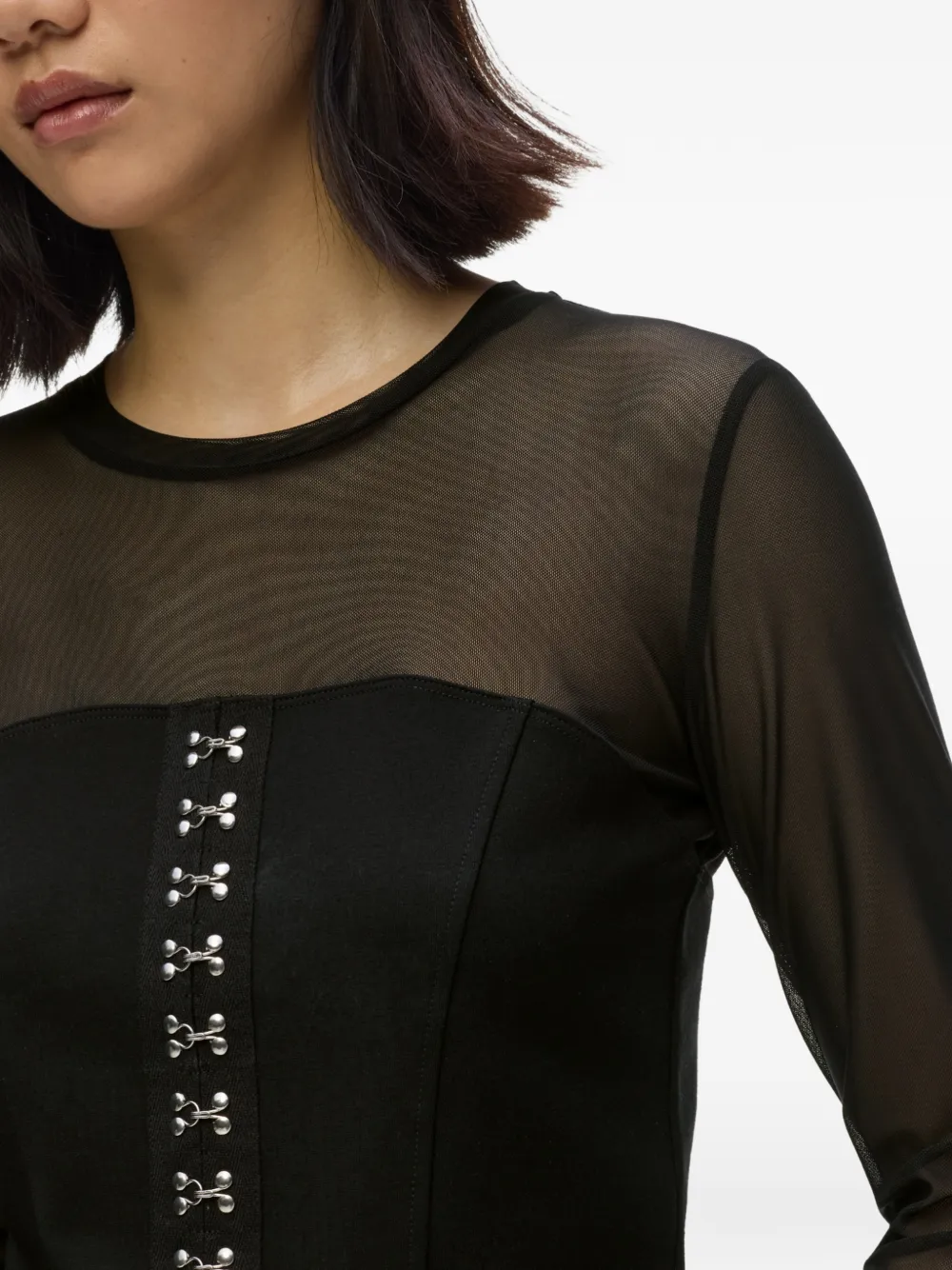 Karl Lagerfeld Jeans Top met mesh vlakken en haak Zwart