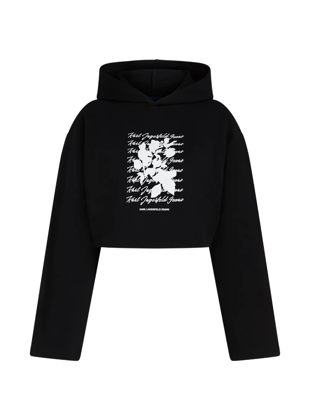 Karl Lagerfeld Jeans Hoodie mit beflocktem Blumenprint - Schwarz
