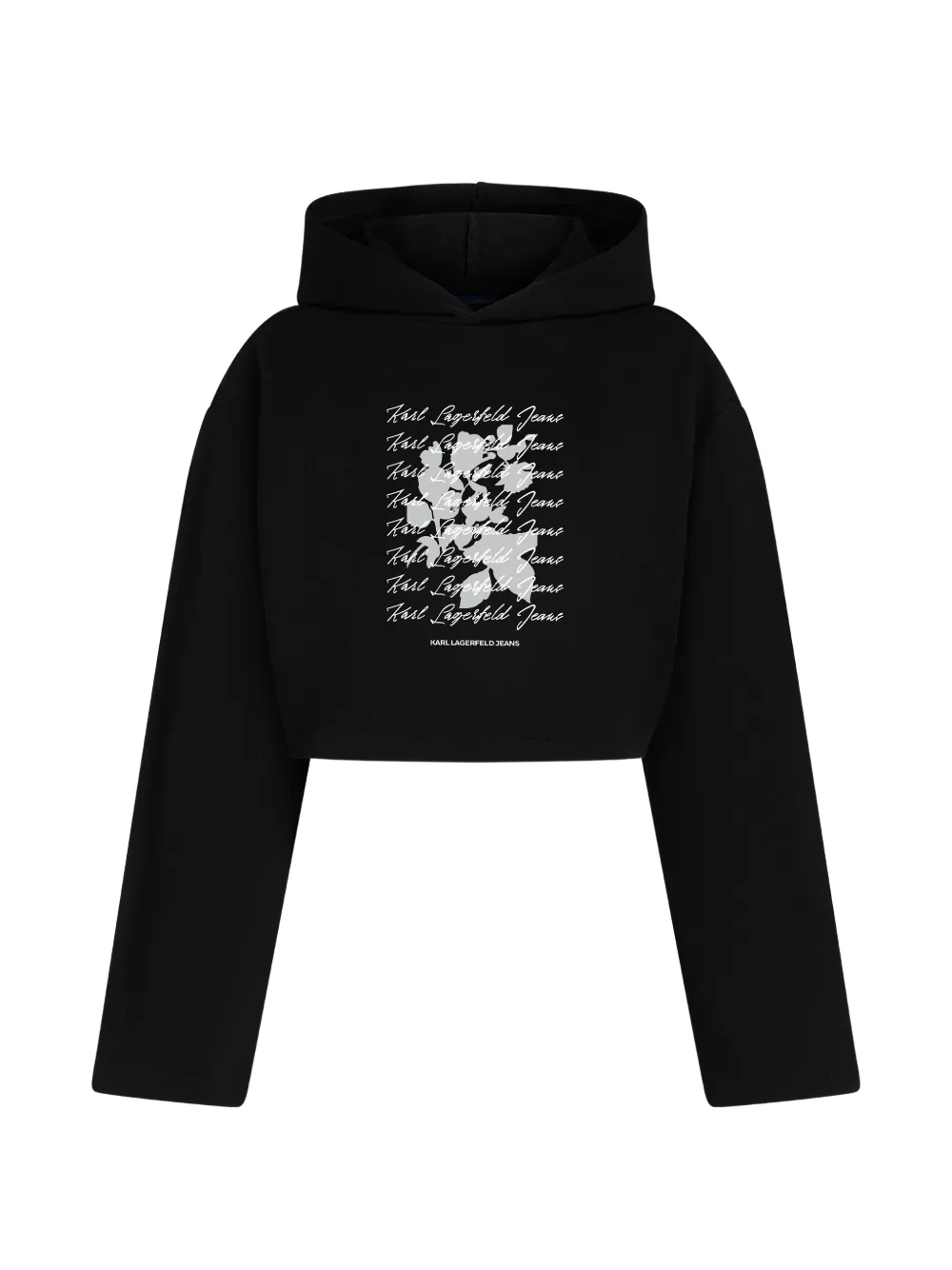 Karl Lagerfeld Jeans Felpa a fiori floccata - Nero