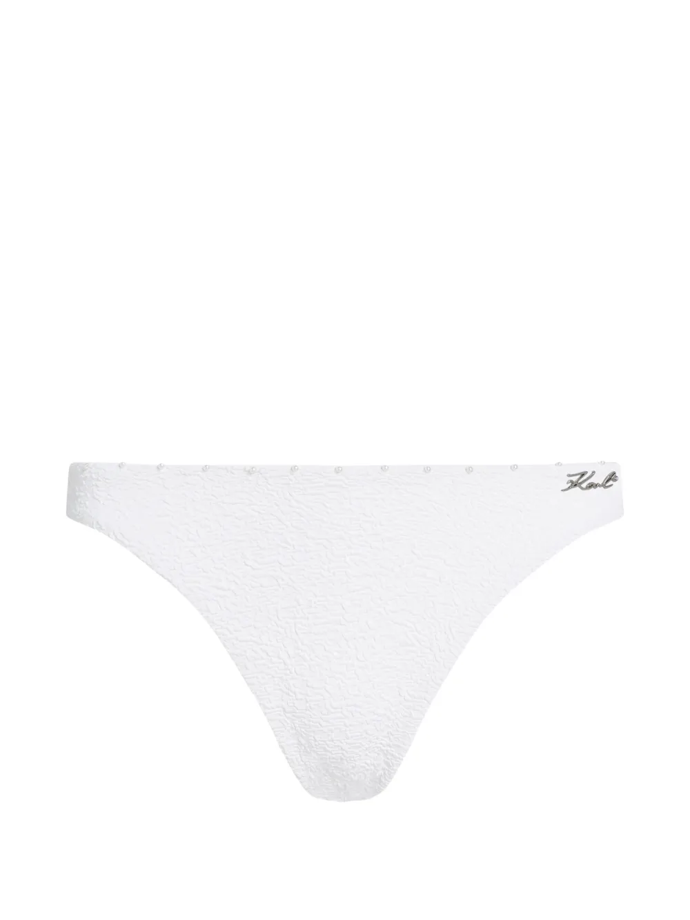 Karl Lagerfeld textured pearl-embellished bikini bottoms - Weiß