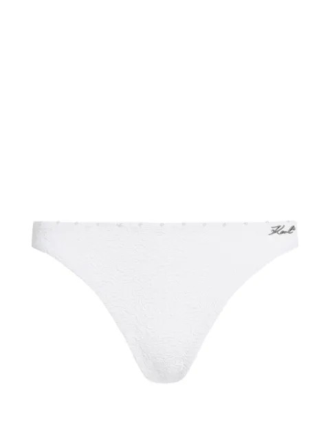 Karl Lagerfeld bikini bottom texturizado con detalle de perlas