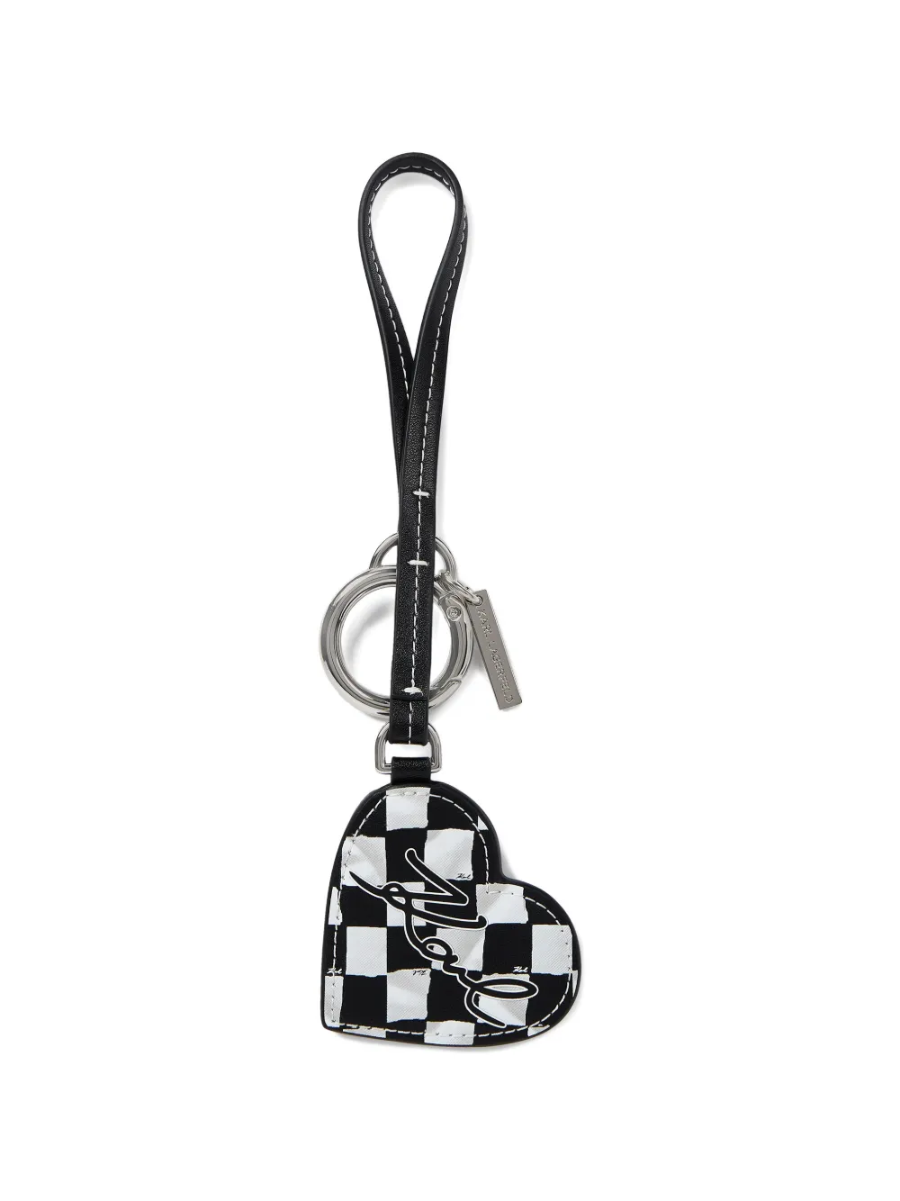 Karl Lagerfeld checkered-heart mirror keychain - Nero