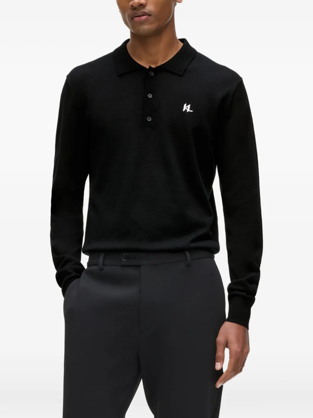 Karl Lagerfeld Poloshirt met geborduurd logo Zwart