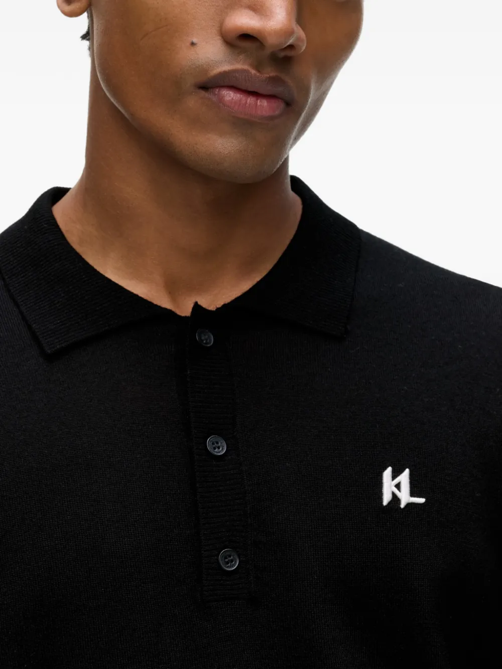 Karl Lagerfeld Poloshirt met geborduurd logo Zwart