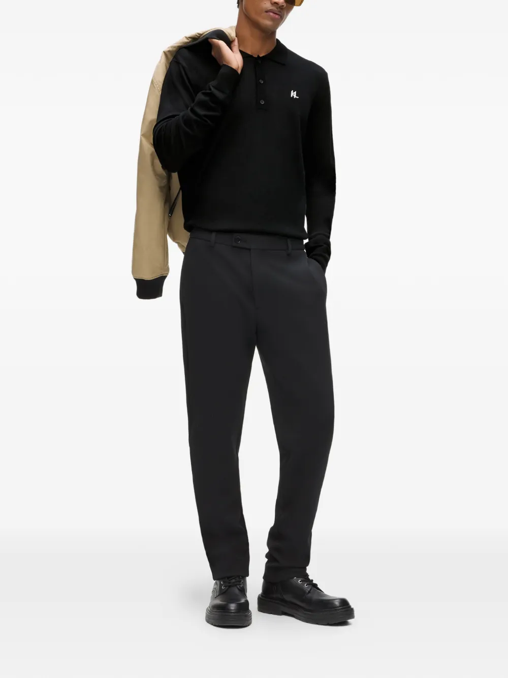 Karl Lagerfeld Poloshirt met geborduurd logo Zwart