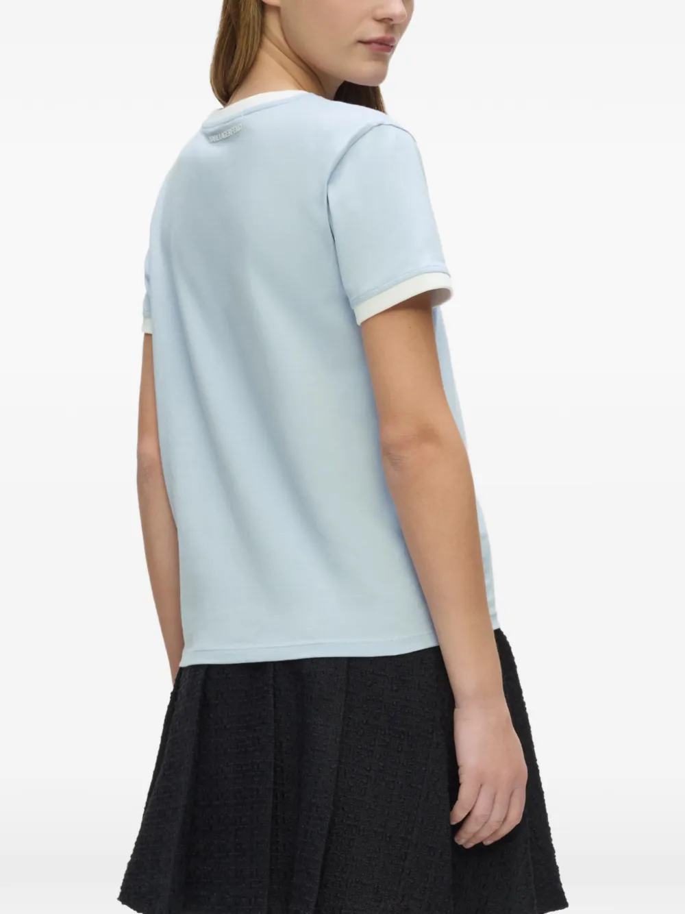 Karl Lagerfeld Ikon T-shirt met contrasterende afwerking Blauw