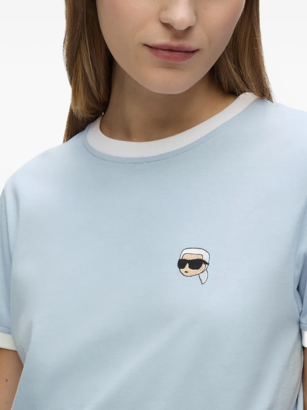 Karl Lagerfeld Ikon T-shirt met contrasterende afwerking Blauw